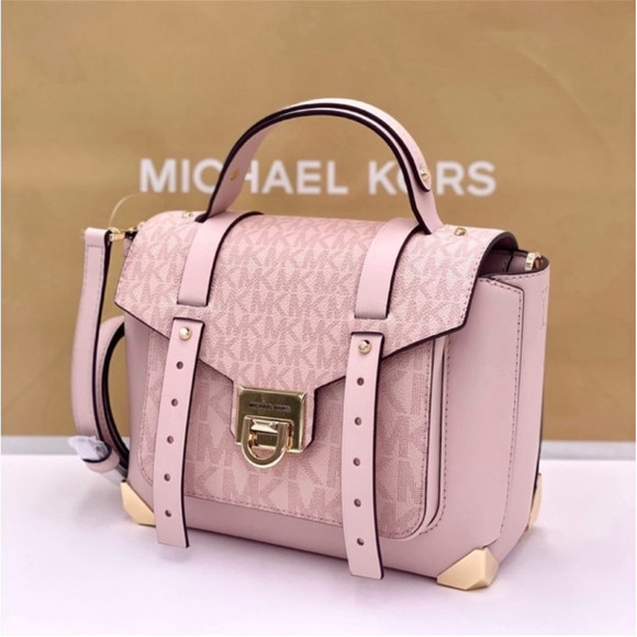 Michael Kors Manhattan Satchel Crossbody Powder Blush Multi - Picture 14 of 16